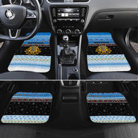 Estonia Christmas Car Mats with Reindeer Gingerbread Snowflakes National Emblem and Winter Forest - Wonder Print Shop