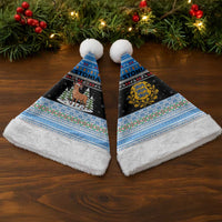 Estonia Christmas Santa Hat with Reindeer Gingerbread Snowflakes National Emblem and Winter Forest - Wonder Print Shop