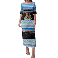 Estonia Christmas Family Matching Puletasi and Hawaiian Shirt with Reindeer Gingerbread Snowflakes National Emblem and Winter Forest - Wonder Print Shop