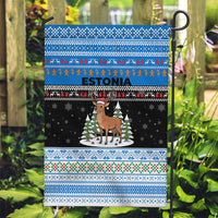 Estonia Christmas Garden Flag with Reindeer Gingerbread Snowflakes National Emblem and Winter Forest - Wonder Print Shop