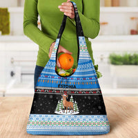 Estonia Christmas Grocery Bag with Reindeer Gingerbread Snowflakes National Emblem and Winter Forest - Wonder Print Shop