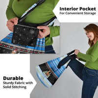 Estonia Christmas Grocery Bag with Reindeer Gingerbread Snowflakes National Emblem and Winter Forest - Wonder Print Shop