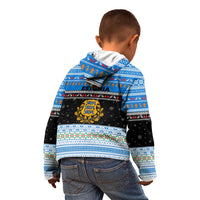 Estonia Christmas Kid Hoodie with Reindeer Gingerbread Snowflakes National Emblem and Winter Forest - Wonder Print Shop