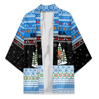 Estonia Christmas Kimono with Reindeer Gingerbread Snowflakes National Emblem and Winter Forest - Wonder Print Shop
