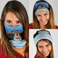 Estonia Christmas Neck Gaiter with Reindeer Gingerbread Snowflakes National Emblem and Winter Forest - Wonder Print Shop