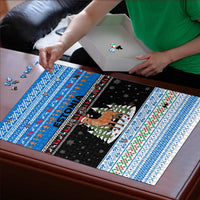 Estonia Christmas Puzzle with Reindeer Gingerbread Snowflakes National Emblem and Winter Forest - Wonder Print Shop