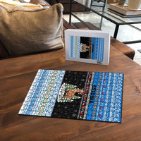 Estonia Christmas Puzzle with Reindeer Gingerbread Snowflakes National Emblem and Winter Forest - Wonder Print Shop