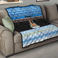 Estonia Christmas Quilt with Reindeer Gingerbread Snowflakes National Emblem and Winter Forest - Wonder Print Shop