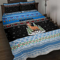 Estonia Christmas Quilt Bed Set with Reindeer Gingerbread Snowflakes National Emblem and Winter Forest - Wonder Print Shop