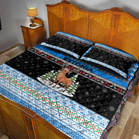 Estonia Christmas Quilt Bed Set with Reindeer Gingerbread Snowflakes National Emblem and Winter Forest - Wonder Print Shop