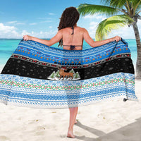 Estonia Christmas Sarong with Reindeer Gingerbread Snowflakes National Emblem and Winter Forest - Wonder Print Shop