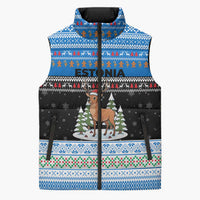 Estonia Christmas Sleeveless Puffer Jacket with Reindeer Gingerbread Snowflakes National Emblem and Winter Forest - Wonder Print Shop