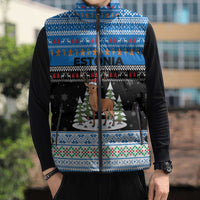 Estonia Christmas Sleeveless Puffer Jacket with Reindeer Gingerbread Snowflakes National Emblem and Winter Forest - Wonder Print Shop