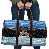 Estonia Christmas Travel Bag with Reindeer Gingerbread Snowflakes National Emblem and Winter Forest - Wonder Print Shop