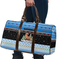 Estonia Christmas Travel Bag with Reindeer Gingerbread Snowflakes National Emblem and Winter Forest - Wonder Print Shop