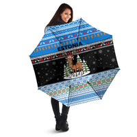 Estonia Christmas Umbrella with Reindeer Gingerbread Snowflakes National Emblem and Winter Forest - Wonder Print Shop
