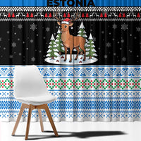 Estonia Christmas Window Curtain with Reindeer Gingerbread Snowflakes National Emblem and Winter Forest - Wonder Print Shop