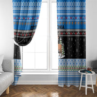 Estonia Christmas Window Curtain with Reindeer Gingerbread Snowflakes National Emblem and Winter Forest - Wonder Print Shop