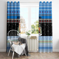 Estonia Christmas Window Curtain with Reindeer Gingerbread Snowflakes National Emblem and Winter Forest - Wonder Print Shop