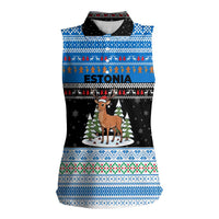 Estonia Christmas Women Sleeveless Polo Shirt with Reindeer Gingerbread Snowflakes National Emblem and Winter Forest - Wonder Print Shop