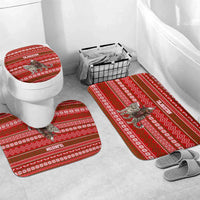 Tajikistan Christmas Bathroom Set with Santa Riding Snow Leopard National Emblem and Red Holiday Pattern - Wonder Print Shop