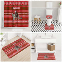 Tajikistan Christmas Bathroom Set with Santa Riding Snow Leopard National Emblem and Red Holiday Pattern - Wonder Print Shop