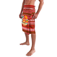 Tajikistan Christmas Lavalava with Santa Riding Snow Leopard National Emblem and Red Holiday Pattern - Wonder Print Shop