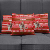Tajikistan Christmas Pillow Cover with Santa Riding Snow Leopard National Emblem and Red Holiday Pattern - Wonder Print Shop