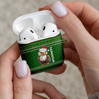 Tajikistan Christmas AirPods Case with Santa Hat Eagle Green Snowflake Pattern and Holiday Design - Wonder Print Shop