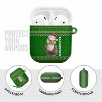 Tajikistan Christmas AirPods Case with Santa Hat Eagle Green Snowflake Pattern and Holiday Design - Wonder Print Shop