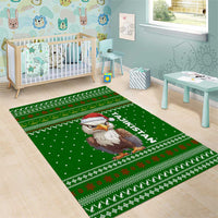 Tajikistan Christmas Area Rug with Santa Hat Eagle Green Snowflake Pattern and Holiday Design - Wonder Print Shop
