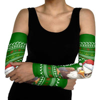 Tajikistan Christmas Arm Sleeves with Santa Hat Eagle Green Snowflake Pattern and Holiday Design - Wonder Print Shop