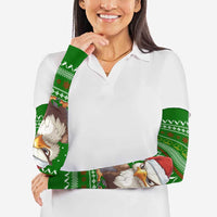 Tajikistan Christmas Arm Sleeves with Santa Hat Eagle Green Snowflake Pattern and Holiday Design - Wonder Print Shop