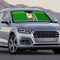 Tajikistan Christmas Auto Sun Shade with Santa Hat Eagle Green Snowflake Pattern and Holiday Design - Wonder Print Shop