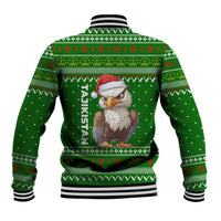 Tajikistan Christmas Baseball Jacket with Santa Hat Eagle Green Snowflake Pattern and Holiday Design - Wonder Print Shop