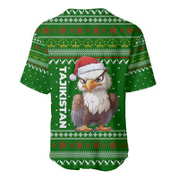 Tajikistan Christmas Baseball Jersey with Santa Hat Eagle Green Snowflake Pattern and Holiday Design - Wonder Print Shop