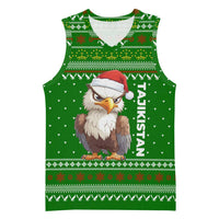 Tajikistan Christmas Basketball Jersey with Santa Hat Eagle Green Snowflake Pattern and Holiday Design - Wonder Print Shop