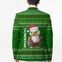 Tajikistan Christmas Blazer with Santa Hat Eagle Green Snowflake Pattern and Holiday Design - Wonder Print Shop