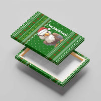 Tajikistan Christmas Canvas Wall Art with Santa Hat Eagle Green Snowflake Pattern and Holiday Design - Wonder Print Shop