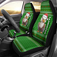 Tajikistan Christmas Car Seat Cover with Santa Hat Eagle Green Snowflake Pattern and Holiday Design - Wonder Print Shop