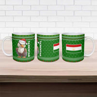 Tajikistan Christmas Ceramic Mug with Santa Hat Eagle Green Snowflake Pattern and Holiday Design - Wonder Print Shop