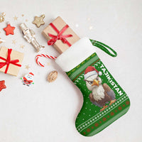 Tajikistan Christmas Stocking with Santa Hat Eagle Green Snowflake Pattern and Holiday Design - Wonder Print Shop