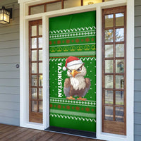 Tajikistan Christmas Door Cover with Santa Hat Eagle Green Snowflake Pattern and Holiday Design - Wonder Print Shop