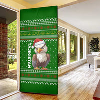 Tajikistan Christmas Door Cover with Santa Hat Eagle Green Snowflake Pattern and Holiday Design - Wonder Print Shop