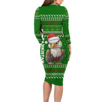 Tajikistan Christmas Family Matching Long Sleeve Bodycon Dress and Hawaiian Shirt with Santa Hat Eagle Green Snowflake Pattern and Holiday Design - Wonder Print Shop