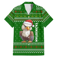 Tajikistan Christmas Family Matching Mermaid Dress and Hawaiian Shirt with Santa Hat Eagle Green Snowflake Pattern and Holiday Design - Wonder Print Shop