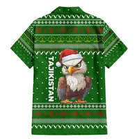 Tajikistan Christmas Family Matching Mermaid Dress and Hawaiian Shirt with Santa Hat Eagle Green Snowflake Pattern and Holiday Design - Wonder Print Shop