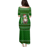 Tajikistan Christmas Family Matching Puletasi and Hawaiian Shirt with Santa Hat Eagle Green Snowflake Pattern and Holiday Design - Wonder Print Shop