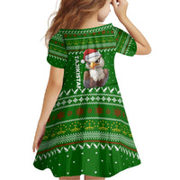 Tajikistan Christmas Family Matching Tank Maxi Dress and Hawaiian Shirt with Santa Hat Eagle Green Snowflake Pattern and Holiday Design - Wonder Print Shop