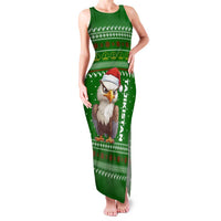 Tajikistan Christmas Family Matching Tank Maxi Dress and Hawaiian Shirt with Santa Hat Eagle Green Snowflake Pattern and Holiday Design - Wonder Print Shop
